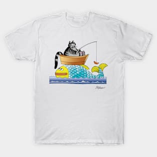 B kliban cat - cat goes fishing (3) T-Shirt